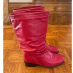 Hunt Club 90s Vintage Red Leather Mid Calf Slouchy Boots • 6 • • Chunky Heeled Photo 5