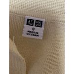 Uniqlo  Cream Yellow Knit Collared Short Sleeve Crop Polo Sweater Shirt Top Sz S Photo 2