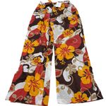 Faithfull the Brand Pants Womens Small Orange Celvia Ulani Floral Wide Leg Photo 1