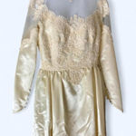 Cream vintage lace wedding dress with pearl closure back & sleeves Unbranded 16 Size XL Photo 0
