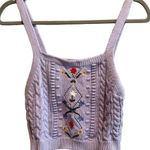 Cider  Women’s Top Size M Purple Crop Knitted Embroidered Floral Cable Knit Y2K‎ Photo 0
