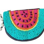 Neiman Marcus Beaded Embroidered Watermelon Slice Zippered Wristlet 7" Length Photo 59