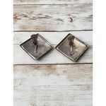 Vintage Clip On Earrings Dark Blue, Orange & Green Large Diamond Shape Photo 3