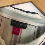 Vince Camuto NEW NWT Stripe Drawstring Button Up Shirt Cream Ivory Green Purple Photo 5