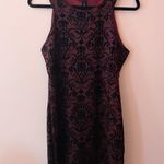 Wine and Black Velvet Cocktail Dress Red Size L Photo 0