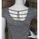 SO  Top Heather Gray Woman's Junior's Size‎ 7/8 Short Sleeve Shark Bite Hem Photo 4