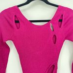 For Love & Lemons  Hot Pink Long Sleeve Cut Out Midi‎ Baddie Sparkle Dress XS Photo 6