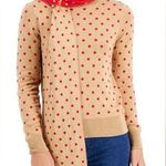 Charter Club NWT  Polka dot tan red holiday scarf sweater crewneck cotton Photo 0