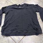 RtA Womens Black Distressed Holes Crewneck Sweatshirt Sz XS Grunge Goth Preppy Photo 3