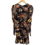 Veronica Beard  Hedera Silk Floral Ruched Mini Dress‎ Oxblood Long Sleeve 6 NWT Photo 2