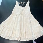 Lulus Wondrous Ways Oatmeal Beige Lace-Up Ruffle Tiered Sleeveless Mini Dress XL Photo 10