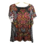 One World  Blouse Women's Size 2X Pleated Bedazzled Artsy‎ Paisley Photo 2