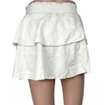 Princess Polly White Linen Tiered Layered Smocked Ruffle Peasant Mini Skirt Sz 4 Photo 2