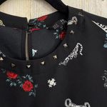 ZARA Long Sleeve Black Dress Small Empire Waist Goth Lightweight Floral Photo 10