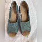 Toms  CALYPSO GRAY GOLD SHIMMER OPEN TOE SANDAL HEEL SHOE SIZE 6 Photo 3