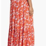 Free People Printed Maxi Skirt Orange and blue Floral Smocked Waist Photo 2