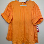 Vince Camuto  NWT Vibrant Orange Fizz Pleated Blouse Size‎ XXL Photo 0