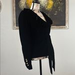 ZARA Size XS Womens Black Velvet Blazer Ruffle Neck Gold Buttons NWT Photo 2