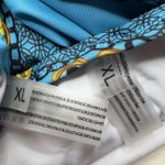 Blue Pattern Print Gold Chains Halter Neck Bikini Top & Bottoms Size XL Photo 3