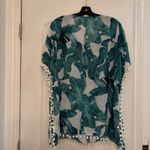 CPOKRTWSO Women's Tropical Leaf Chiffon Swimsuit Cover Up Pom Pom Trim L/XL Size L Photo 5