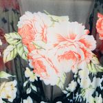 Floreat Anthropologie full length open tie front kimono black with floral print. Pink Size M Photo 2