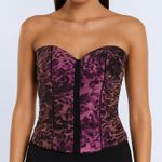 Bebe CORSET PINK PURPLE BLACK CROP TOP S Photo 1
