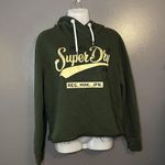 Superdry Hoodie Womens US 8 Green Cropped Fit Originals Pullover Graphic Logo Photo 0