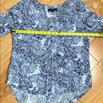 Fred David Blue and White 3/4 Sleeve Relaxed Blouse Photo 4