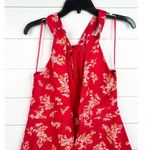 19 Cooper  Red Floral Print Knot Front Halter Neck Dress Size L NEW Photo 8