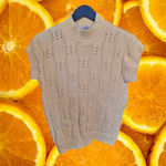 Kate Collins Yellow Knit Short Sleeve Sweater Made in the USA Photo 1