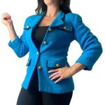 BICE Vintage Electric Blue & Gold Blazer Size 8 Petite Short Photo 0