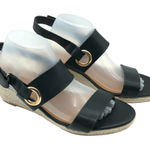 Comfortview  Lilou Sandals Wedge Heel Slingback Faux Leather Black 11M Photo 0