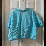 Avenue Blue Tie Knot Front Cropped Button Up Shirt Size 26 Photo 6