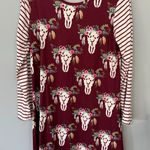 Unbranded Floral Cow Skull Print Dress w/ Striped Long Sleeves Women’s Size XL Photo 0