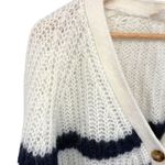 Sézane  Basile V-Neck Oversized Striped Cardigan | Sz Small | Ecru White & Navy Photo 6