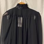 ZARA  Sheer Shoulder Pad Collared Nexk Tie Goth Blouse NWT Photo 6