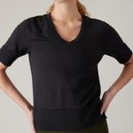 Athleta  Women’s Step Forward Sweatshirt Tee V-Neck Shortsleeve in Black M Photo 0
