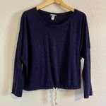 Eberjay Eberjey Navy Blue Long Sleeve Slouchy Tee Shirt Top Photo 0