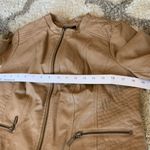 Alfani  Tan Faux Leather Zip Up Jacket Size S Photo 3