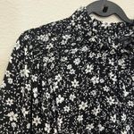Ann Taylor Black White Floral High Neck Smocked Waist Short Sleeve Top XXL Photo 5