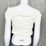 ZARA  White Off the Shoulder Ruched short sleeve Crop top size large Photo 3