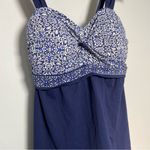 Lands' End  Swim Dress Underwire Blue White Modest Coastal Grandma  Beach Size 6D Photo 1
