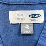 Old Navy  Linen Blend Top Button Down‎ 3/4 Sleeve Casual Blue Shirt XL Coastal Photo 4