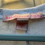 Rebellious One  White Knit Hi-Lo Eiffel Tower Sweater 3/4 sleeve size medium Photo 5