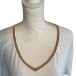 Talbots NEW White Linen Blend Beaded V-Neck Top Shirt Size XL Photo 1