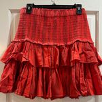 Sundry NWT  Mini Shirred Ruffle Skirt Red Size 3 Large Photo 2