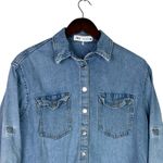 ZARA  Denim Snap Button Down Collard Western Style Long Sleeve Denim Shirt S Blue Photo 1