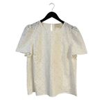 Sézane Sezane Annabelle Blouse Embroidered Eylet Ivory Cream 44 Short Sleeve Romantic Photo 3