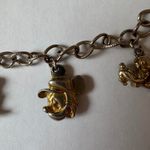 Disney  Charm Bracelet Mickey Mouse Donald Duck Goofy Gold Tone Photo 2