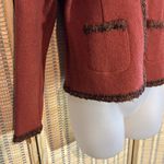 Mat Collection Orange Brown Beaded Cropped Pure Wool Jacket Blazer Small Photo 7